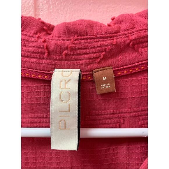 Anthropologie Pilcro Women's Coral Textured Lace Up Button Up Shirt Medium - Picture 11 of 12